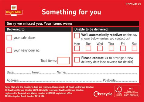 royal mail missed delivery email.